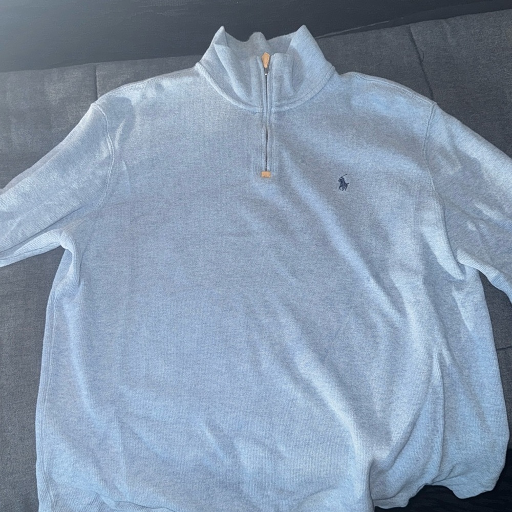 Polo by‎ Ralph Lauren Men's 1/4 Zip Sweater M 100% Baumwolle Cotton Baby Blue